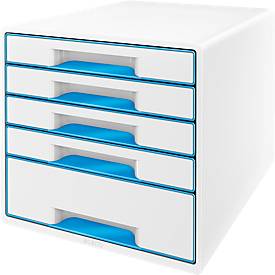 LEITZ® Schubladenbox WOW CUBE 5214, 5 Schübe, DIN A4, Polystyrol, blau