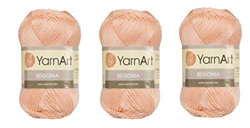Yarn art Begonia 6322 100% merzerisierte Baumwolle, 3 Knäuel, je 50 g / 169 m, feiner Sport: 2