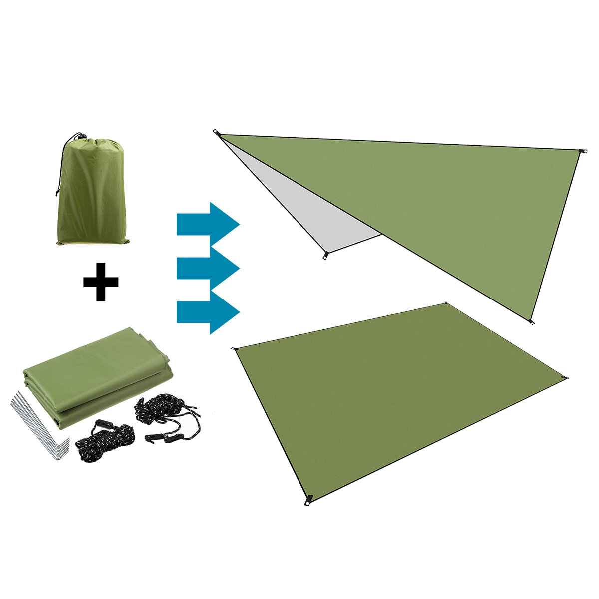 210D Oxford Fabric Army Green Feuchtigkeitsbeständiger Zeltschutz Faltbare Markise Plane Hängematte Regen Sonnenschutz P