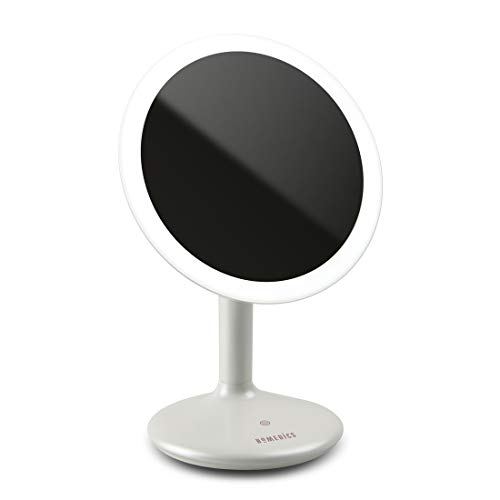 HoMedics Beauty Touch and Glow wiederaufladbarer LED Spiegel - Dimmbar, Ideal für den Schminktisch/das Bad, Beleuchtung fürs Auftragen von Make-Up und Styling, 5-fache Vergrößerung