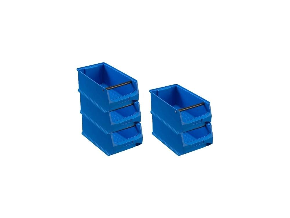 SparSet 5x Blaue Sichtlagerbox 4.1 mit Griffstange | HxBxT 15x20x35cm | 7,2 Liter | Sichtlagerbehälter, Sichtlagerkasten, Sichtlagerkastensortiment, Sortierbehälter