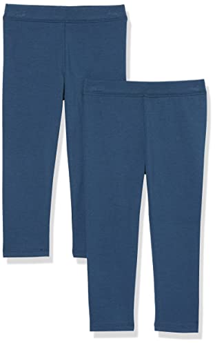 Amazon Aware Mädchen Jersey-Leggings aus Baumwoll-Stretch, 2er-Pack, Dunkles Marineblau, 11-12 Jahre