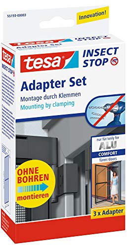 tesa Fliegengitter Adapter-Set für ALU-Türen braun, 3 Stück