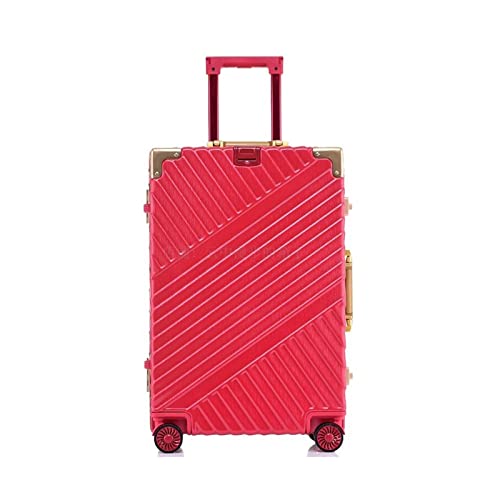 SUICRA Gepäckgurt-Handgepäck Inch Aluminium Frame Suitcase Box Strong Business Trolley Luggage Bag On Wheels (Color : Red, Size : 20")