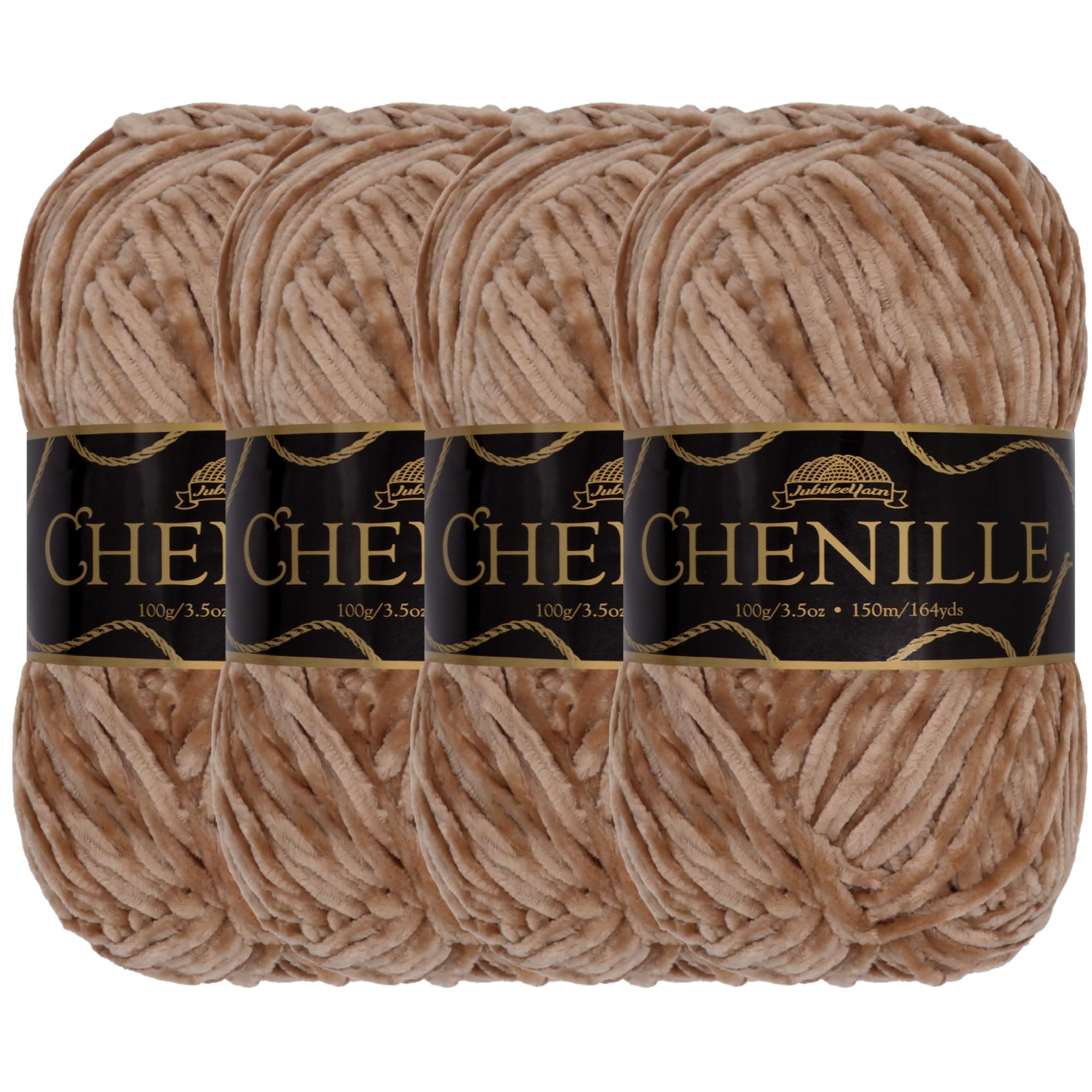 JubileeYarn Chenille-Garn – Kammgewicht – 100 g/Knäuel – Cannoli – 4 Knäuel