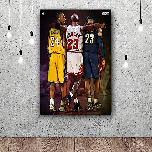 Kreative Kobe Bryant Michael Jordan Lebron James Basketball Erbe Leinwand Kunst Poster Drucke Home Wanddekor Malerei (Art-1,50x70 cm(Holzrahmen))