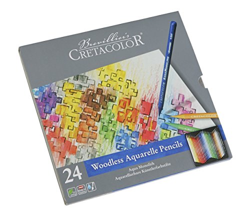 CRETACOLOR Aqua Monolith | Aquarellierbarer Vollminen-Künstlerstift | 24 Farben