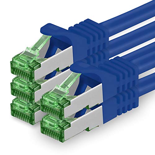 1aTTack.de Cat7 Netzwerkkabel 623894 Cat 7 Netzwerk Kabel 7,5m Blau 5 Stück Cat.7 PoE+ LAN Kabel Rohkabel 10 Gb s SFTP PIMF LSZH Set Patchkabel mit Rj45 Stecker Cat.6a 5 x 7,5 Meter Blau