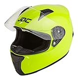 JDC volles Gesicht Motorrad Helm - PRISM - Fluoreszierendes Gelb - S