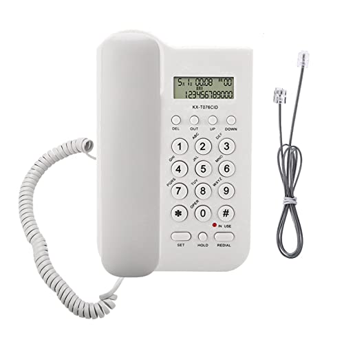 Kabelgebundene Telefone, weiß/schwarz kabelgebundenes Desktop-Wandtelefon, Festnetztelefon für Office Home Hotel(Weiß)