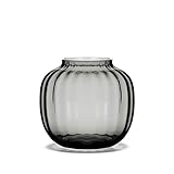 Holmegaard Vase H12.5 cm Primula Optisches Muster aus mundgeblasenem Glas, grau