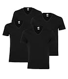 Puma Herren 4er Pack T-Shirt V-Neck Kurzarm Einfarbig V-Ausschnitt, Black (200), S