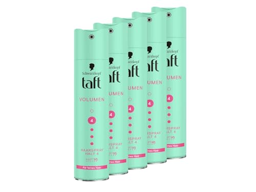 Schwarzkopf Taft Haarspray Volumen (5x 250 ml), Haltegrad 4 Haarstyling, Haarspray für feines Haar, Volumen-Haarspray, vegane Formel*
