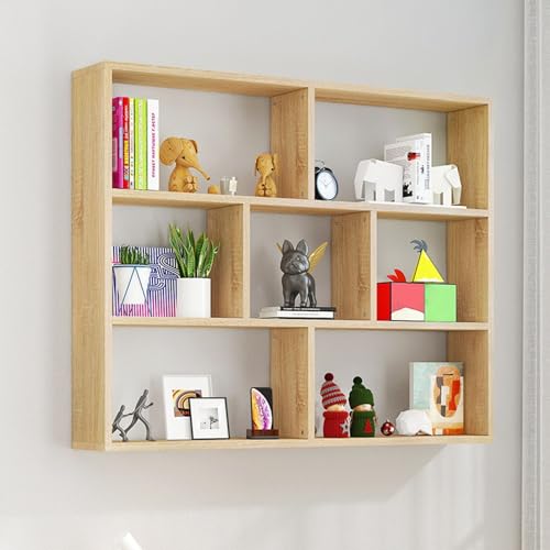 Schwebendes Regal For Wandaufbewahrung Und Dekoration, Bücherregal Aus Massivem Holz, Wandmontiertes 3-stufiges Offenes Bücherregal For Wohnzimmer, Schlafzimmer, Arbeitszimmer, Büro ( Color : Natural