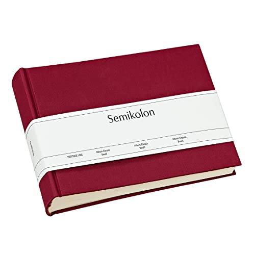 Semikolon 350980 Album Classic Small – 21,5 x 16 cm – 80 Seiten cremefarben, für 10 x 15 Fotos – burgundy dunkel-rot