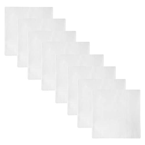 Retreez 8 Stück Reine Baumwolle Gemischte Taschentücher für Herren Geschenkset - Gemischte Set 005 - Weiß