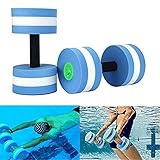 GFEU 2er-Set Wasserübung Kurzhanteln, Schaumstoff abnehmbar Aqua Hanteln mit Griffen Wasserhanteln für Männer Frauen Wasser Fitness (Blau)