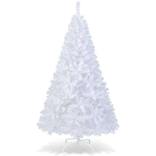 COSTWAY Künstlicher PVC-Weihnachtsbaum-W-Stand-Urlaub-Saison-Indoor-Outdoor-Weiß