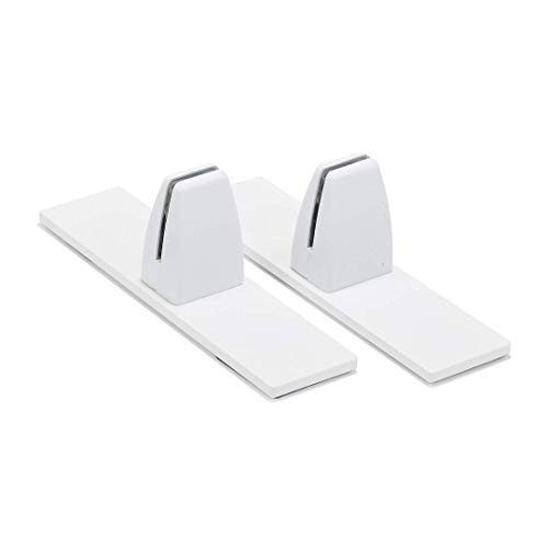 PLEXIDIRECT Tischfuß für Plexiglass, Klemmhalter für Schutzwand, Plexiglashalter für Spuckschutz, Max Schirm-Dicke: 0-8mm, Set von 2 Stück, MOXI Tischfuß Aluminium Weiß