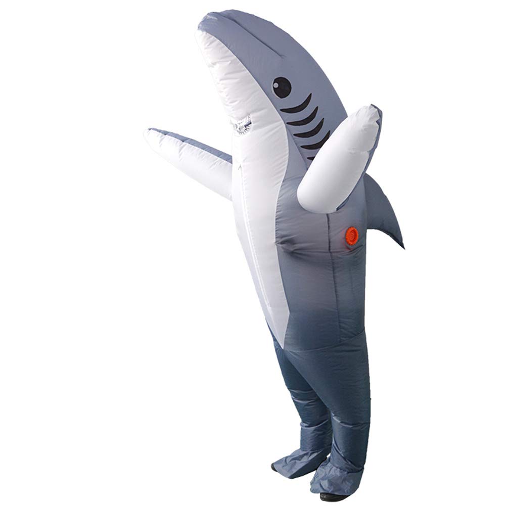 INFILM Aufblasbares Hai-Kostüm, Halloween-Kostüm, Ganzkörper-Hai-Spiel-Overall, Cosplay-Outfit, Geschenk – Erwachsenengröße