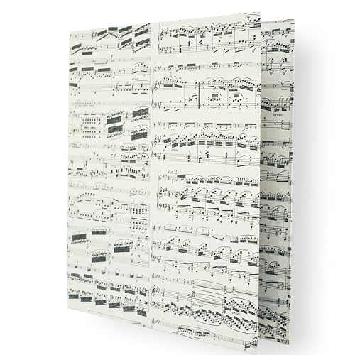 libralides - Ringordner DIN A4 handgemacht "Musik-Noten " 2-Ring mit Motiv/Muster für 200 Blatt (schmal) - Ringbuchordner für Papier, Folien & Dokumente - Ideal als Notenordner