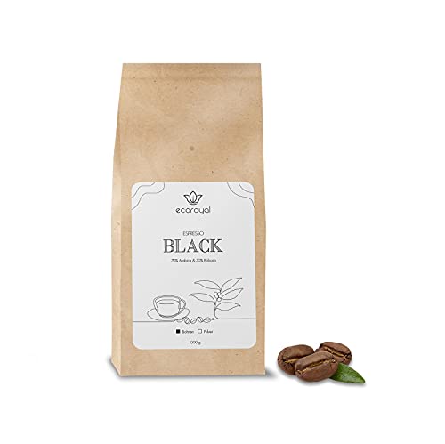 Ecoroyal Kaffeebohnen 1kg Espressobohnen Kaffee ganze Bohnen Ideal für Siebträger und Vollautomaten (Black)