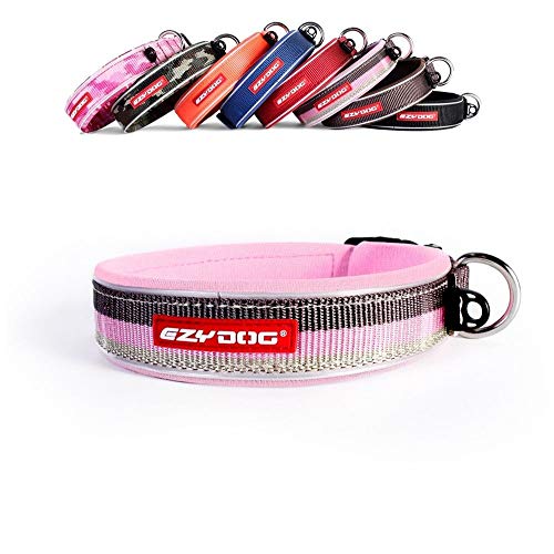 EzyDog Hundehalsband für Große, Mittelgroße, Mittlere & Kleine Hunde - Halsband Hund Neopren Gepolstert, Wasserfest, Reflektierend (XL, Candy)