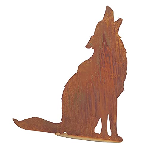 Saremo 440s Rost Heulender Wolf auf Platte, H ca. 73 cm | SA-WolfP | 4260353198410