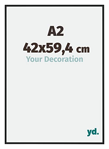 yd. Your Decoration - Bilderrahmen DIN A2 42x59,4 cm - Bilderrahmen aus Aluminium mit Acrylglas - Antireflex - Ausgezeichneter Qualität - Schwarz Matt - New York