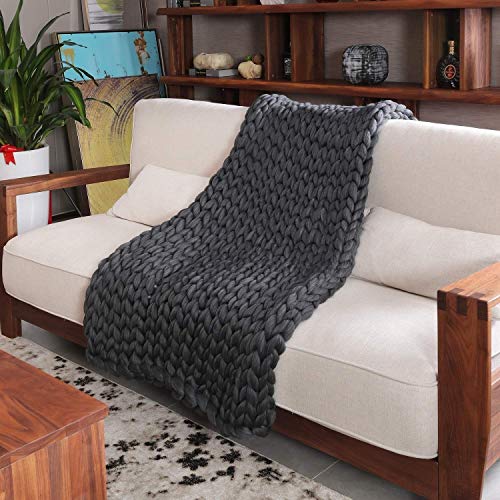 Gestrickte Decke Groß, Handgewebte Chunky Knitted Sperrige Throw for Sofa Soft Fluffy Throw, Decke for Schlafzimmer, Wohnzimmer A (Color : Gray, Size : 150x200cm)