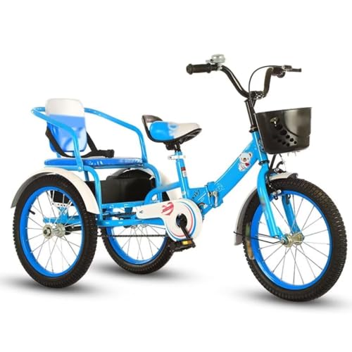 Pedal-Dreiräder für Kleinkinder im Alter von 2–10 Jahren,Outdoor-Cruiser-Dreiräder,Kettenfahrräder,Tandem-Dreiräder mit Rücksitz,klappbare Kinder-Dreiräder mit Einzelbremse,Dreiräder,Speichen-Luftrad
