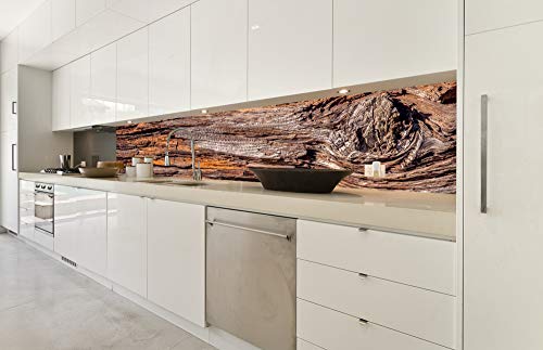 DIMEX LINE Küchenrückwand Folie selbstklebend BAUMRINDE 350 x 60 cm | Klebefolie - Dekofolie - Spritzschutz für Küche | Premium QUALITÄT