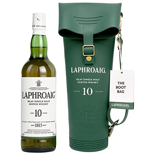 Laphroaig 10 Jahre + Stiefel | Islay Single Malt Scotch Whisky | mit Geschenkverpackung | einzigartig rauchig-torfiger Geschmack | 40% Vol | 700ml Einzelflasche + Stiefel