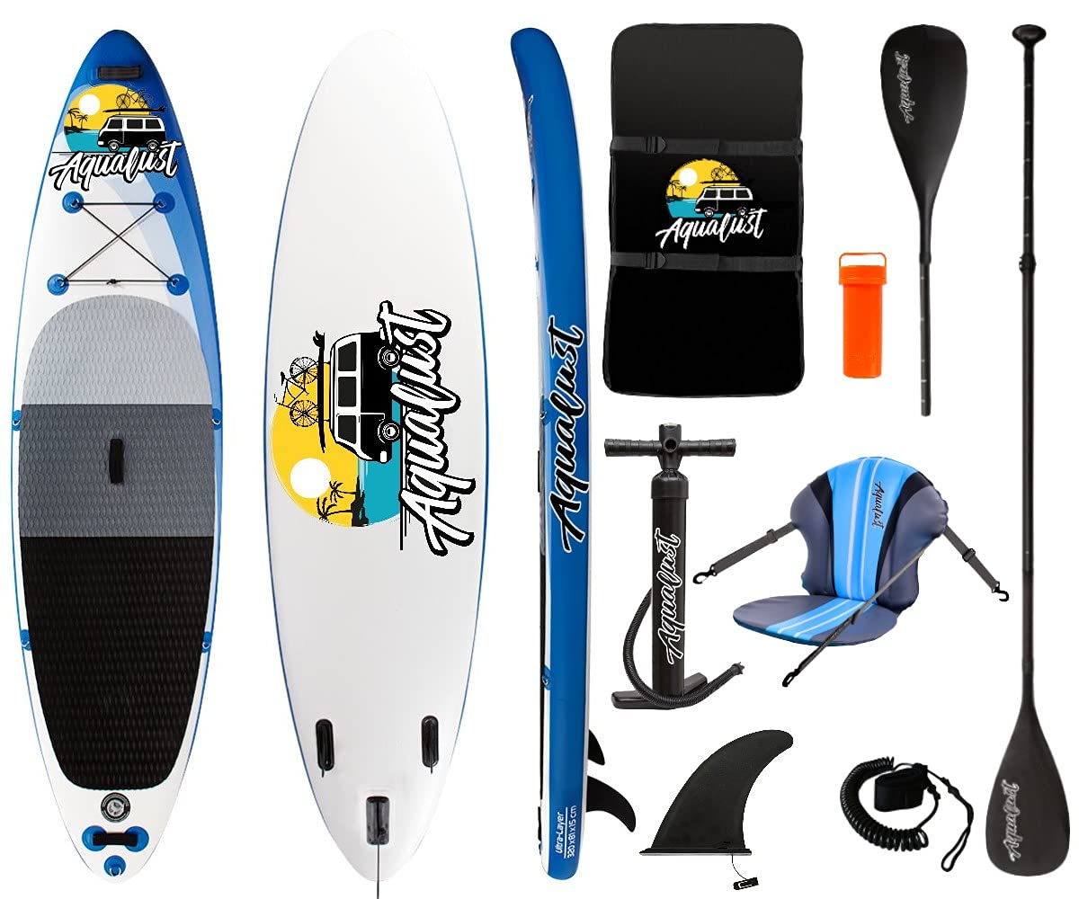 AQUALUST 10'6" SUP Board Stand Up Paddle Surf-Board Kajak Paddel Sitz 320x81cm