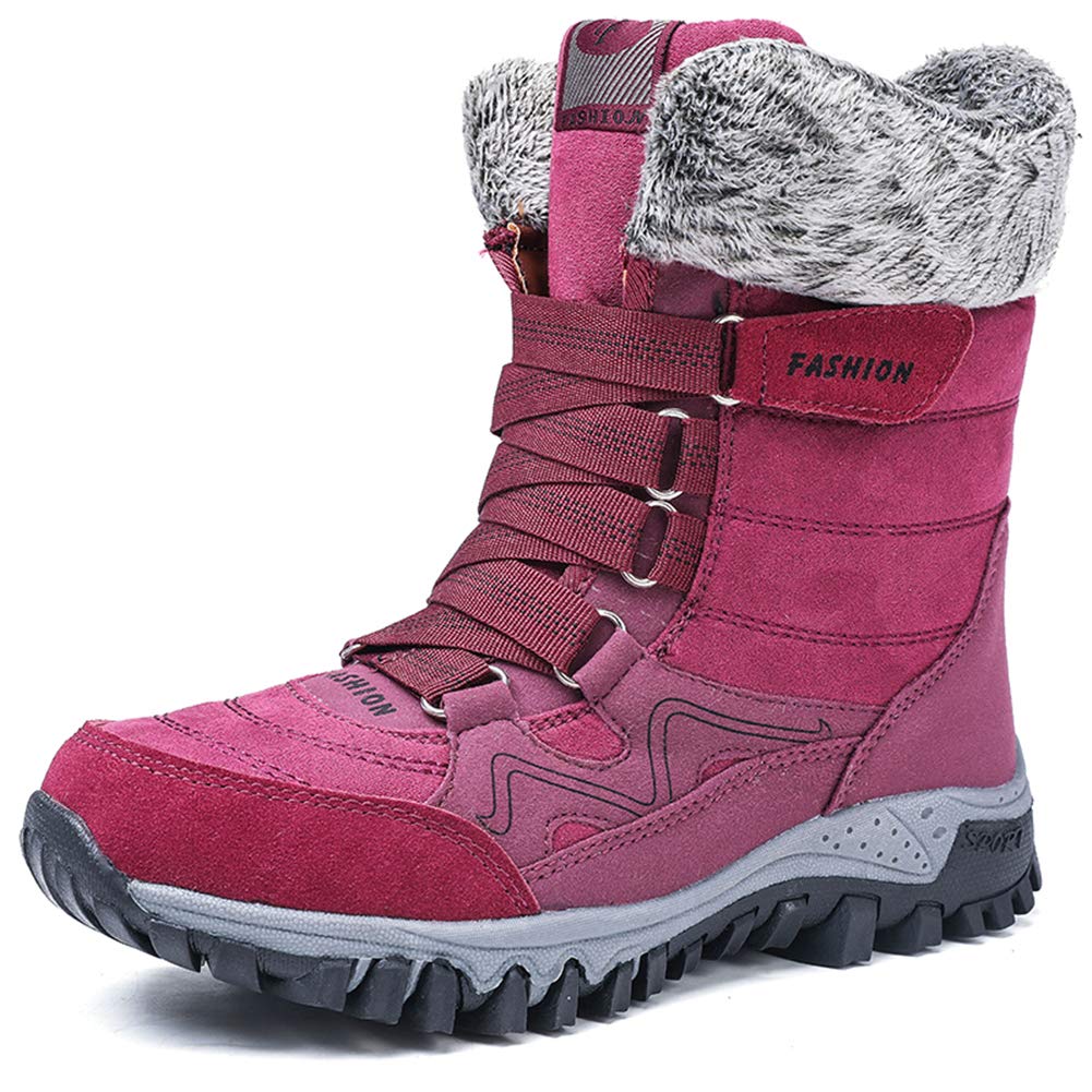 NIIVAL Winterstiefel Damen Schneestiefel Frauen Schuhe Boots mit Futter Bequeme schnüren Langschaft Stiefel Gr. 35-42 (40 EU, Lila)