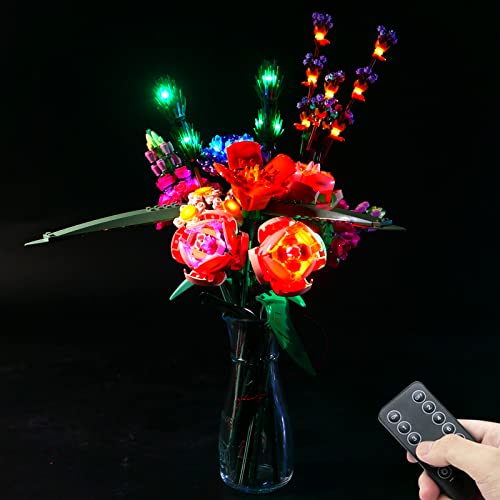 TETK LED Beleuchtungsset für Lego Blumenstrauß 10280 Modell, mit Fernbedienung, Licht Set Kompatibel Mit Lego 10280 Blumenstrauß Bausteinen Modell(Nicht Enthalten Modell)