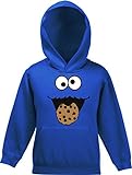 ShirtStreet Fasching Karneval Kinder Kids Kapuzen Hoodie - Pullover mit Blue Monster Premium Motiv, Größe: 116,Royal Blau