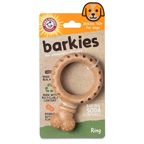 Arm & Hammer for Pets Barkies Ring aus komprimiertem Holz, 14 cm, Erdnussbutter-Geschmack, Kauspielzeug für Hunde, Kunststab, splitterfrei, sicherere und langlebige Alternative zu Kaustäbchen