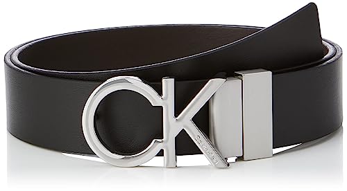 Calvin Klein Herren Dreh-/Drehmechanik, Metall, 35 mm Logo Gürtel, Black/Dark Brown, 90