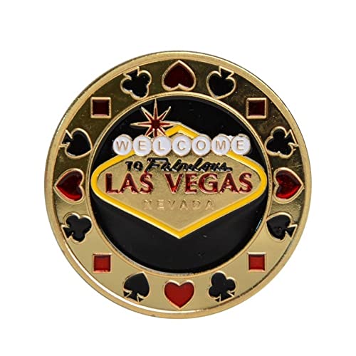 TX GIRL Texas Poker Chip Set Mit Plastikabdeckung Poker-Karten-Schutz-Schutz-Metallmünze LAS Vegas Knopf Spiel (Color : LAS Vegas)