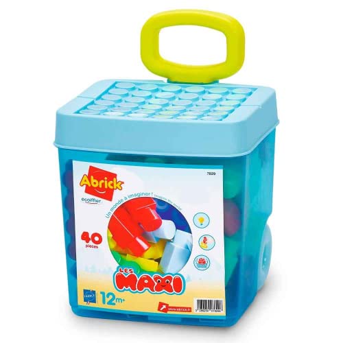 Toys Ecoiffier – 7829 – Trolley Rolly Bausteine 40-teilig – Les Maxi – Bauspiel für Kinder – ab 12 Monaten