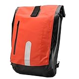 FISCHER 86282 Gepäckträger-Tasche für das Fahrrad, mit Rucksackfunktion, wasserdichtes Material, komfortable Handhabung, mit Reflektoren-Streifen, Rot