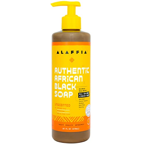 Authentic African Black Soap, ohne Duft, 16 Flüssigunzen (475 ml) - Alaffia