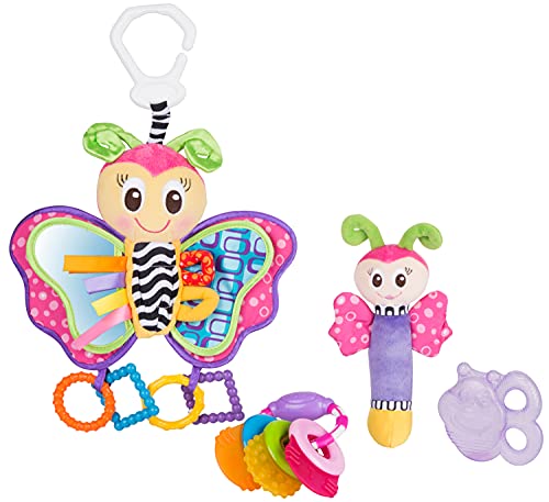 Playgro Spiel- und Beißring-Geschenkset Schmetterling, 4-teilig, Ab 0 Monaten, Mehrfarbig, 40198