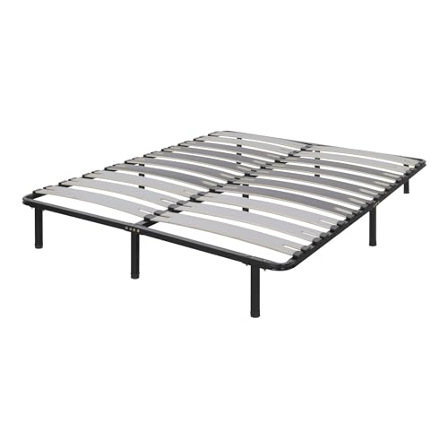 i-flair Metallbett Deck 140x200 cm - Stabiler Metall-Lattenrahmen auf Füßen mit Breiten Latten - Lattenrost für alle Betten und Matratzen geeignet