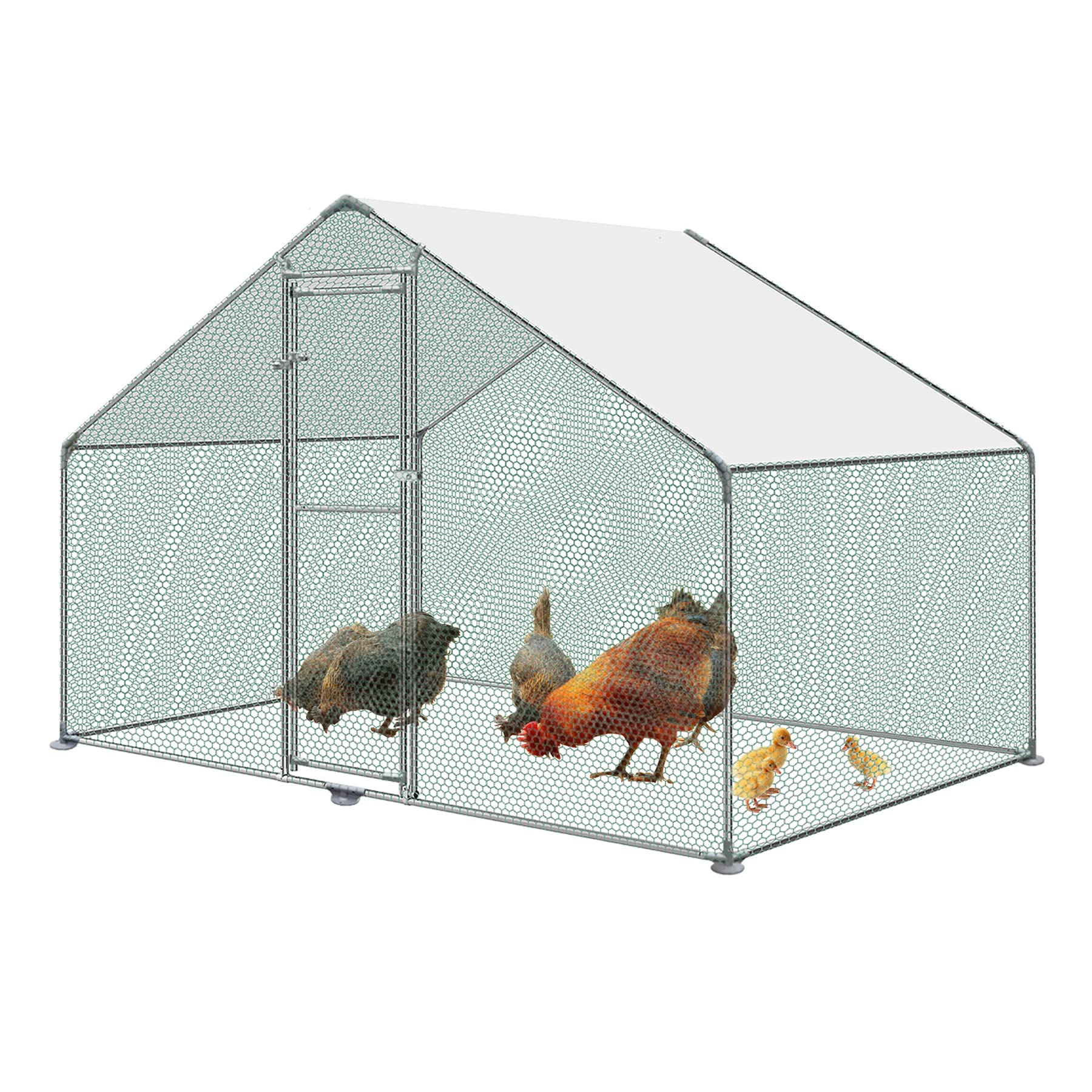 Froadp Hühnerstall Voliere Outdoor Große Freilaufgehege Hühner mit PE-Sonnenschutzhülle Hühnerkäfig Hühnergehege Freilaufgehege mit Verzinktem Stahlrahmen für Kaninchen Hühner Geflügelzucht (3x2x2m)