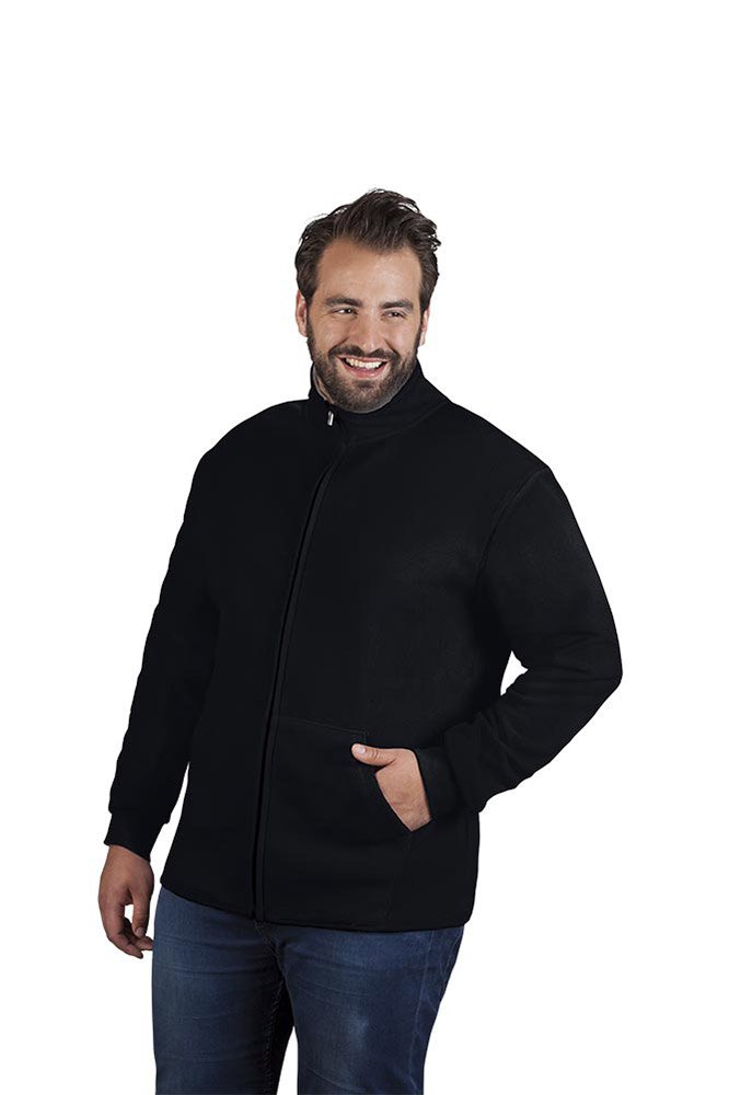 Doppel-Fleece Jacke Plus Size Herren, Schwarz-Hellgrau, 4XL