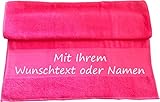 Druckreich Badetuch mit Ihrem Wunschtext oder Namen 140 x 70 cm/Fb. Pink