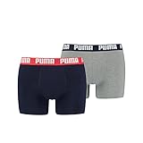 PUMA Herren Grundlæggende kasser Boxer Shorts, Blue / Grey Melange, XXL EU