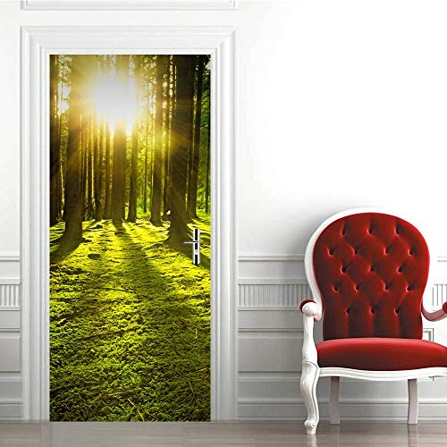 3D Tür Aufkleber Traumähnliche Wald Poster Wandtattoo Tür Wandkunst Schlafzimmer Tür Wasserdichte PVC Aufkleber Tapete Diy Home Decor 90 x 200 cm